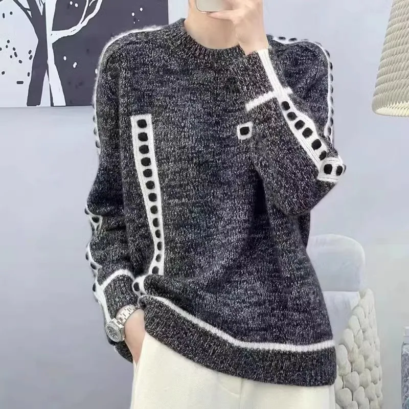 Европейский свитер из 100% мериносовой шерсти женский толстый Свободный пуловер с