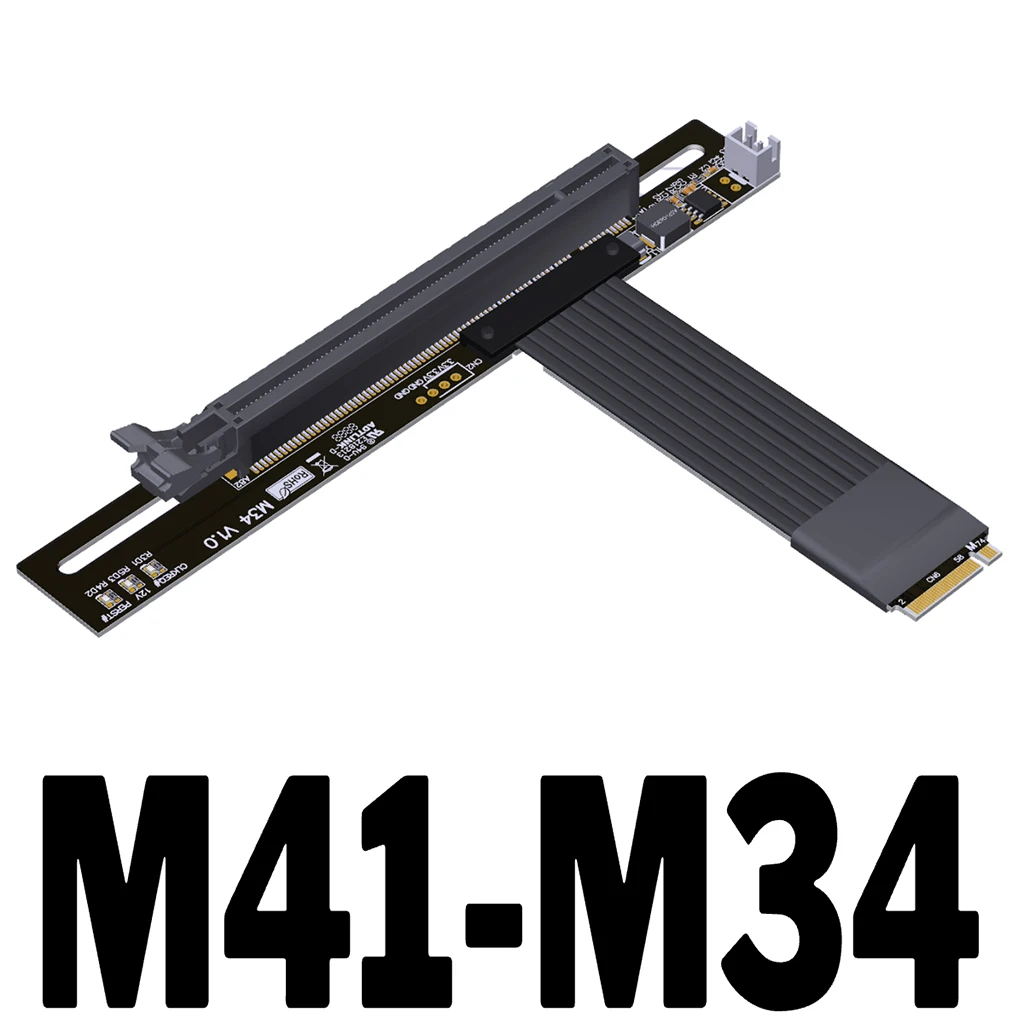 Кабель-удлинитель для адаптера M.2 NGFF NVMe Key M к PCI-E 4 0x16 PCIe4.0 x4 gen4 64G/bps Угловой 90 °