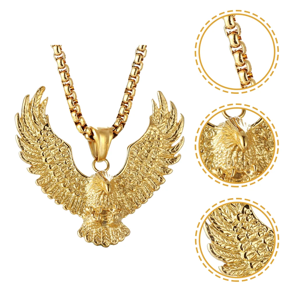 

Chain Pendant Necklace Men Boys Necklaces Punk Retro New Year Gift Man Eagle Gifts Gold Alloy