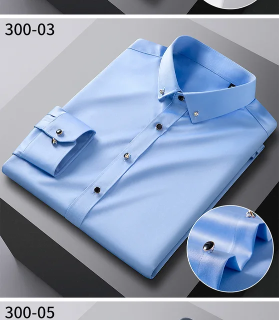 Men's Silk Shirts Long Sleeve Drill Button Solid Color 3XL Silky Business Formal Social No Iron and Wrinkle Soft Fashion Clothes 2