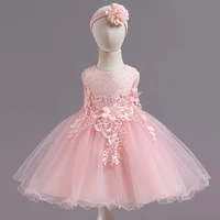 new girls dress organza sleeveless mesh tutu skirt party host dress baby wedding dress birthday ball flower girl