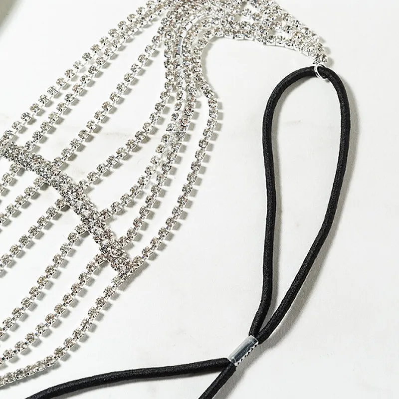 European and American Fashion Exquisite Luxury Crystal Hairband Hair Chain Sweet Bridal Jewelry Rhine Stone Chain Birthday Gift