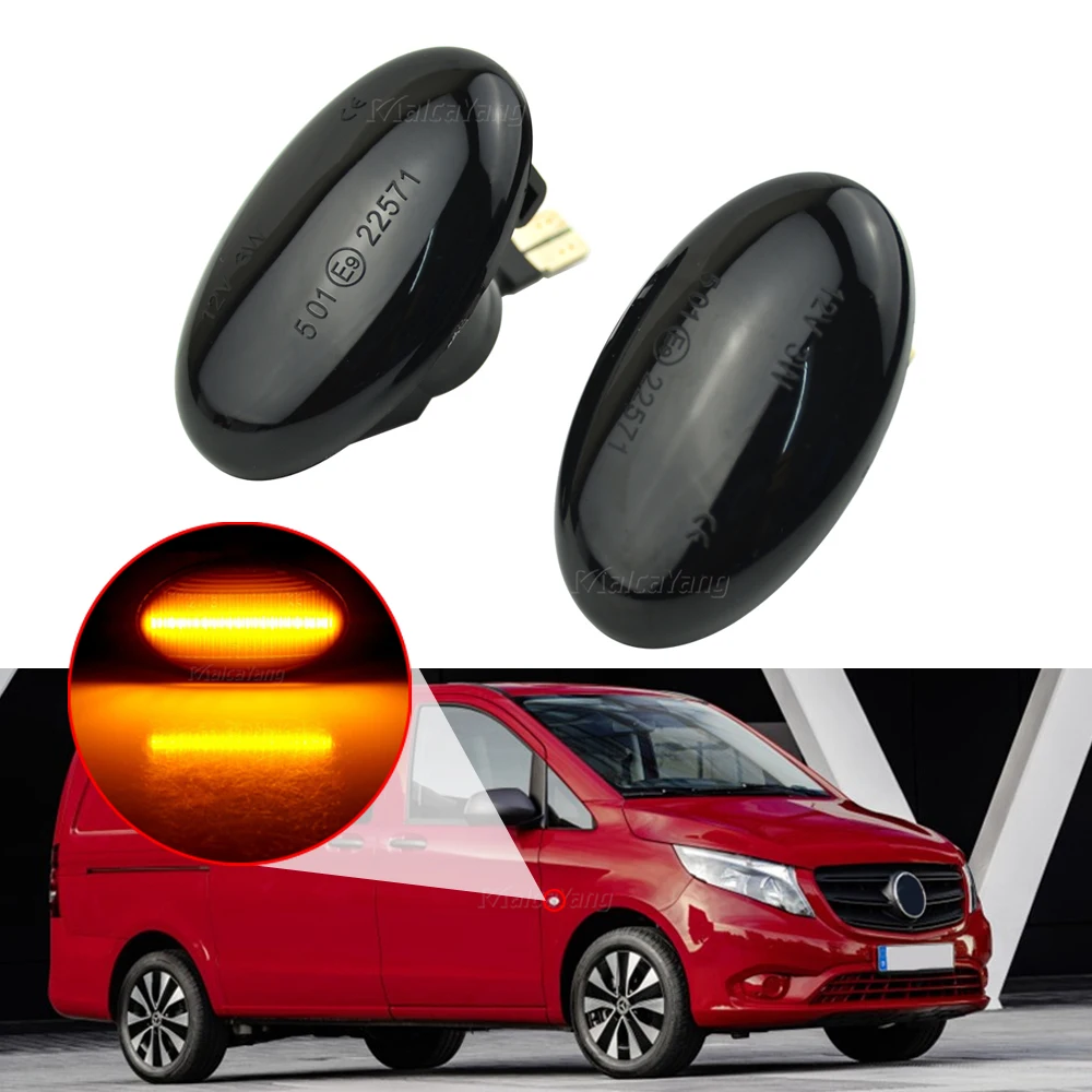 

2pcs For Mercedes Benz Smart W450 W452 A-Class W168 Vito W639 W447 Dynamic LED Car Side Marker Lights Repeater Signal Lamps
