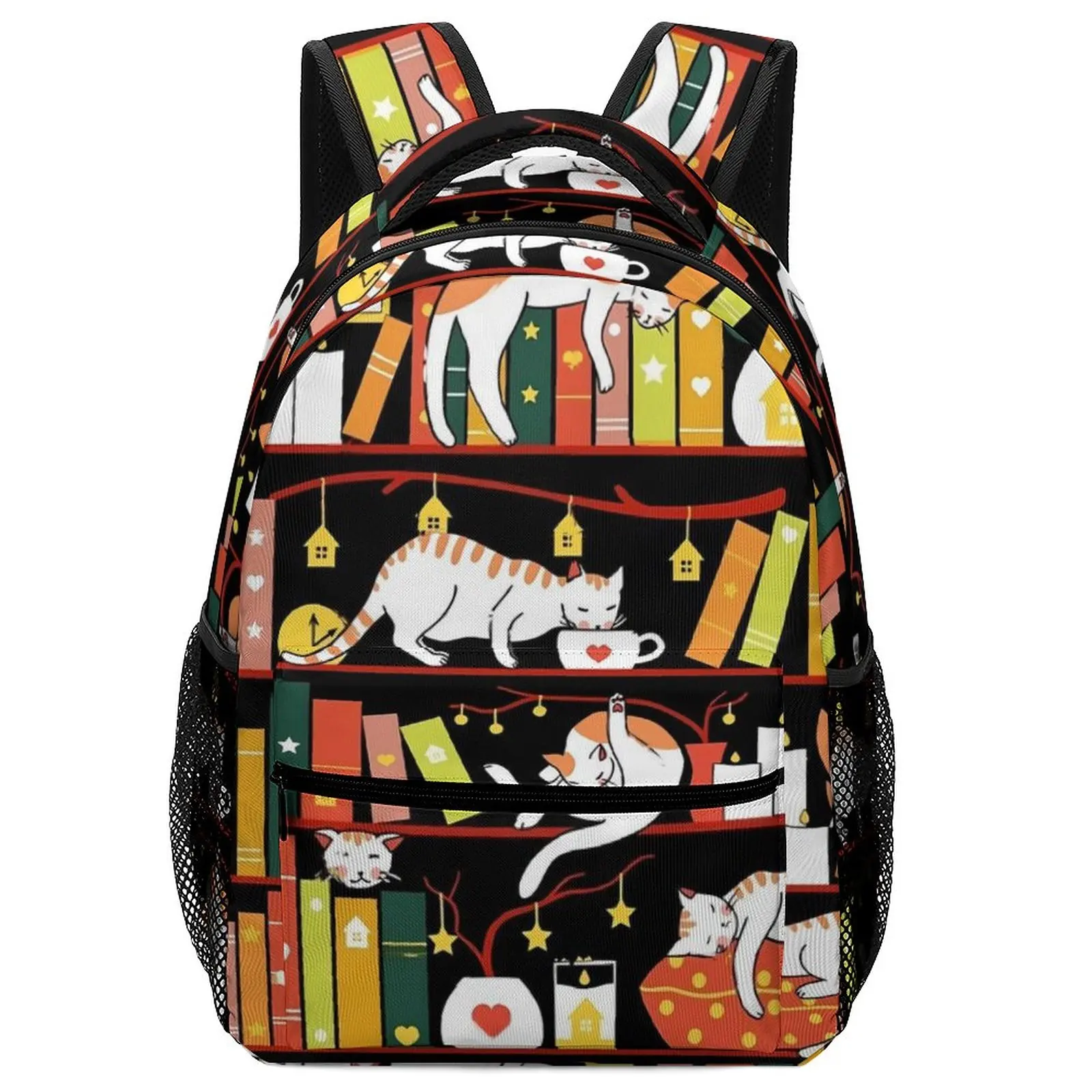 

Library Cats Backpack Autumn Colour Version Cool Backpacks Women Daily Breathable School Bags Designer Rucksack