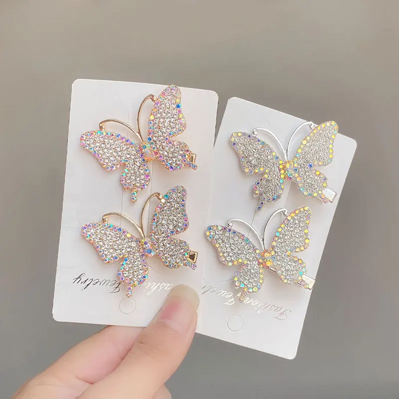 

Bangs Clip Shine Butterfly Hairpin for Women Girl Headdress Rhinestone Duckbill Clip Hold Hair Accessories