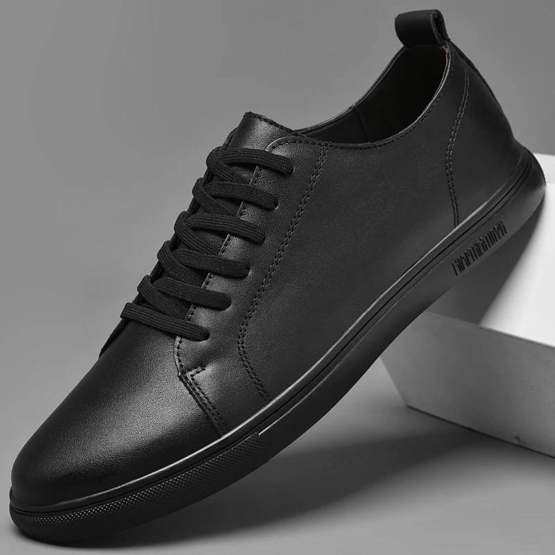 

Men Casual Shoes Leather Fashion Soft Bottom Lace-Up Men Loafers Leisure Mens Sneakers Lightweight Skateboard Shoes Walking Shoe