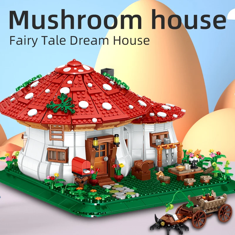 

2233PCS Fairy Tale Mushroom House Building Blocks Village Architecture Micro Mini Assemble Bricks Story Toys For Girl Gifts