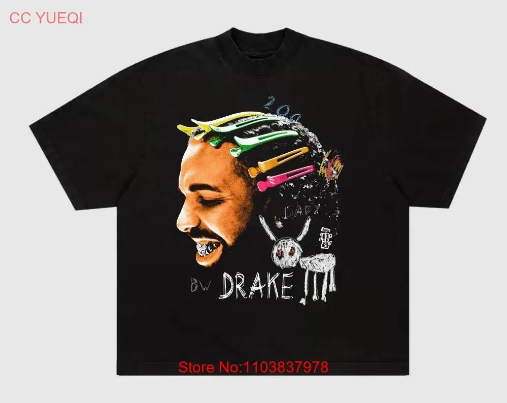 DRAKE V2 PNG Rap T Shirt Concert Merch For All The Dogs Rare Hip Hop Print 300 DPI long or short sleeves