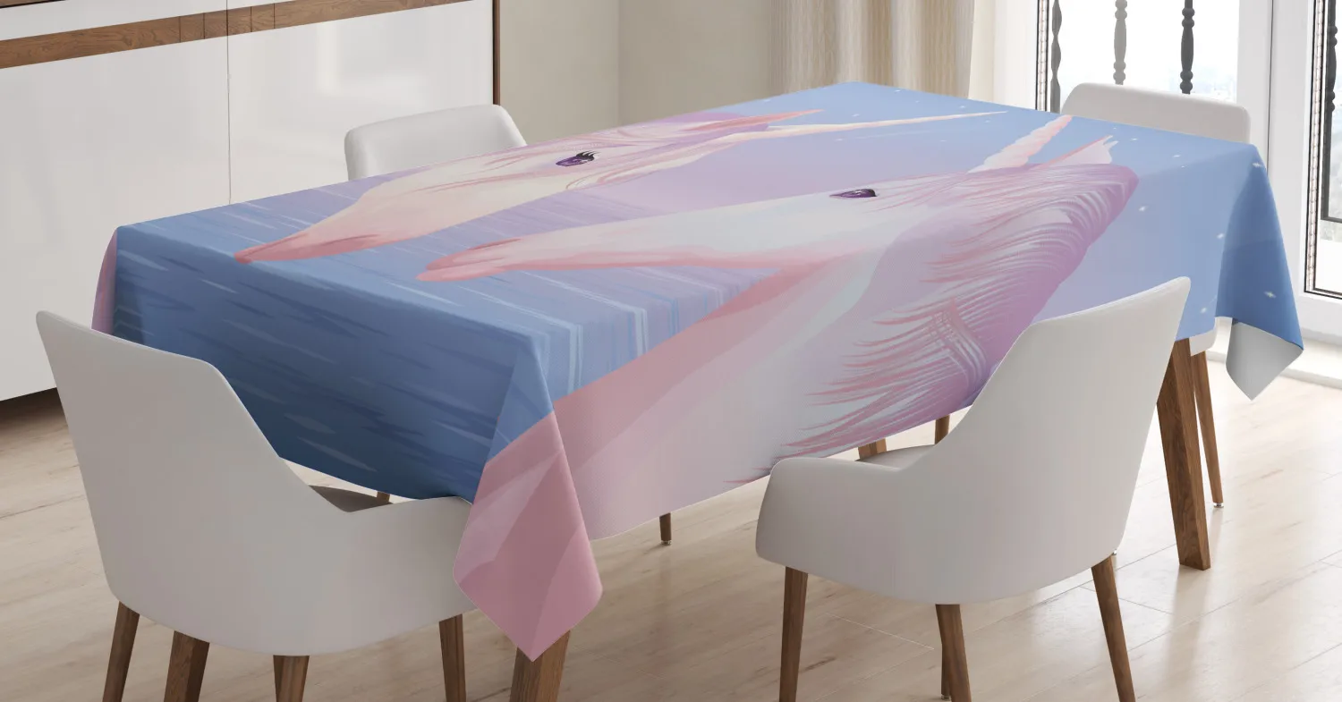 Ткань для обеденного стола с принтом единорогов для кухни и украшения дома