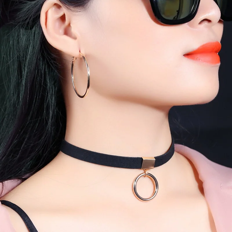 Ожерелье-чокер в готическом стиле женское золотистое/серебристое круглое