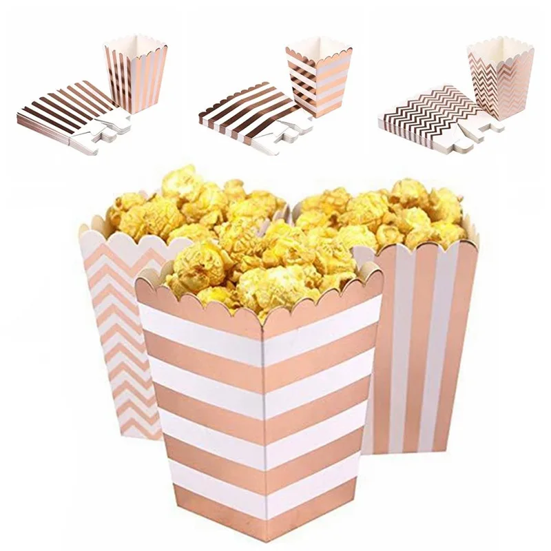 

New! 12PCS/Lot Popcorn Box/Cup Pink Theme Party Decoration For kids Happy Birthday Christmas Wedding Party Baby Shower Supplies