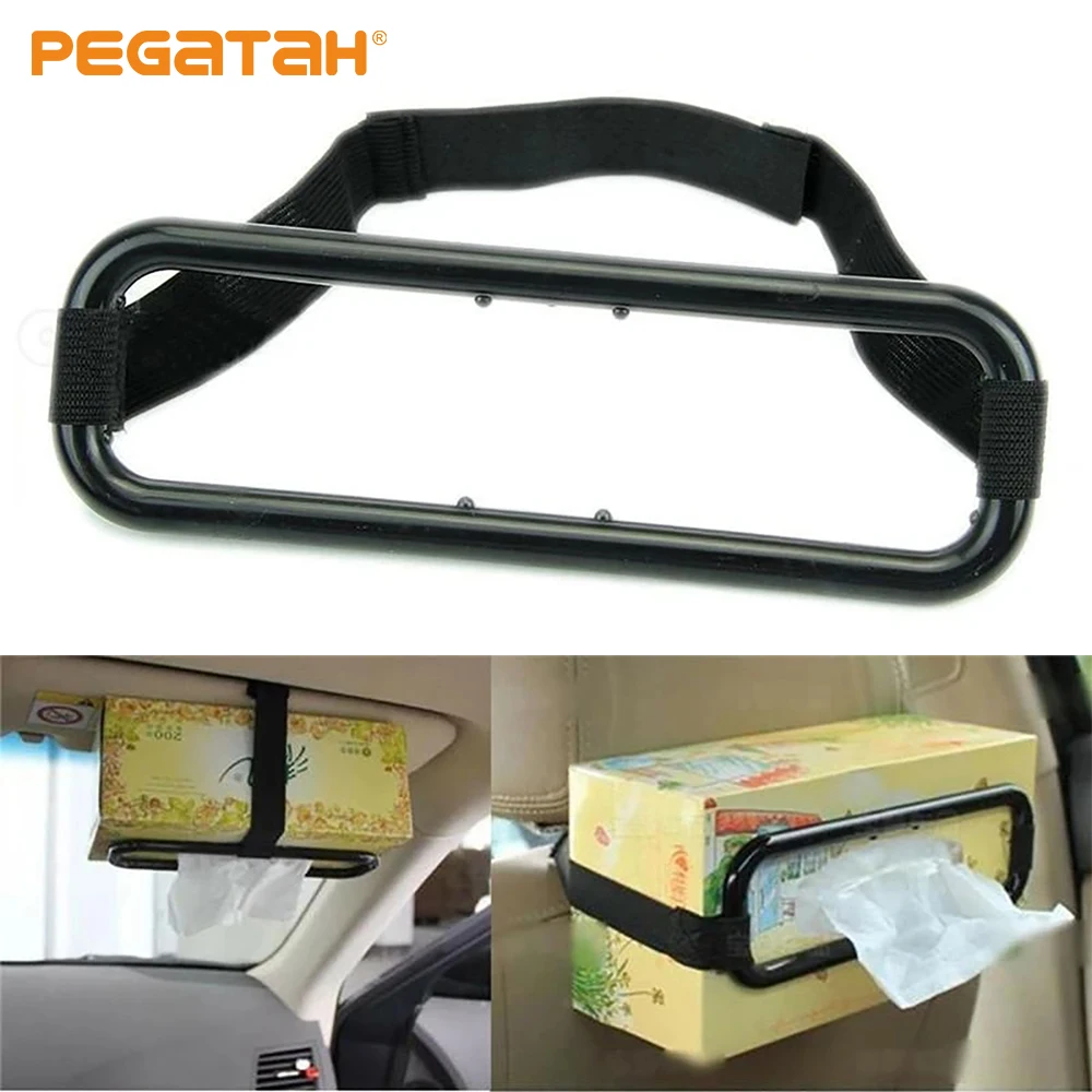 

Car universal tissue box rack sun visor napkin box seat back napkin box rack elastic hanging napkin box rack kitchen storage
