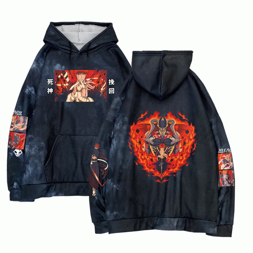 

Anime Tie-Dye Hoodie Bleach Pullovers Tops Long Sleeves Hoodie Male Clothes