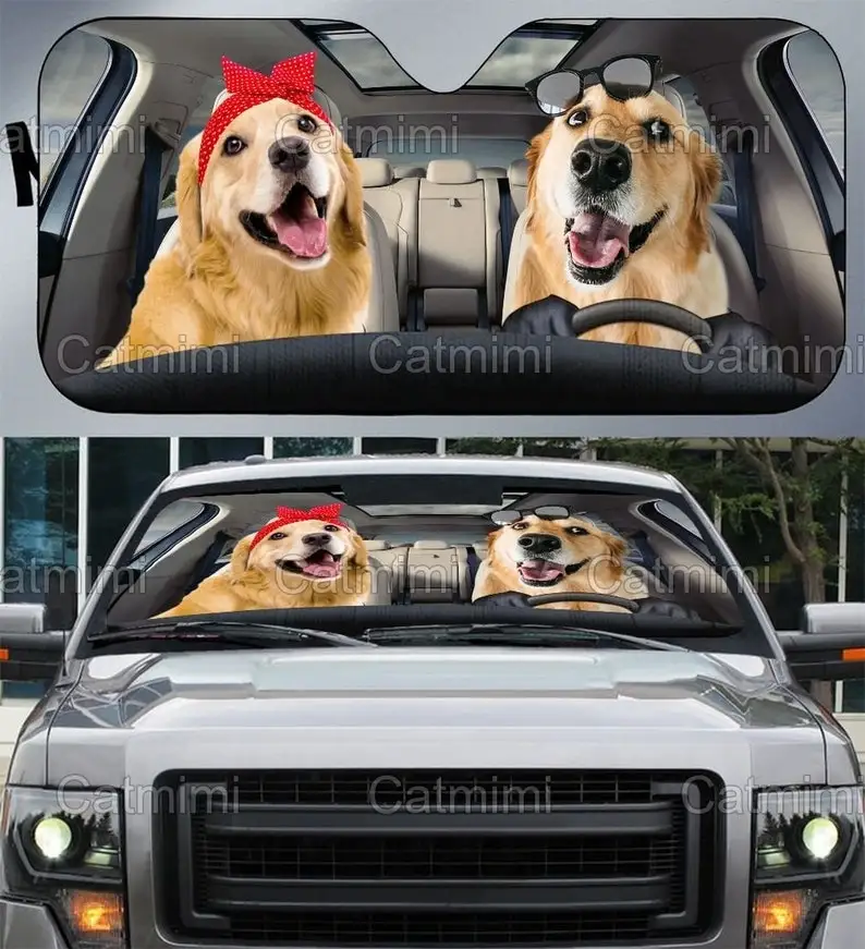

Golden Retriever Car Sun Shade, Auto Sun Shade, Retriever Dog Car Decoration, Car Accessory, Retriever Sun Shade