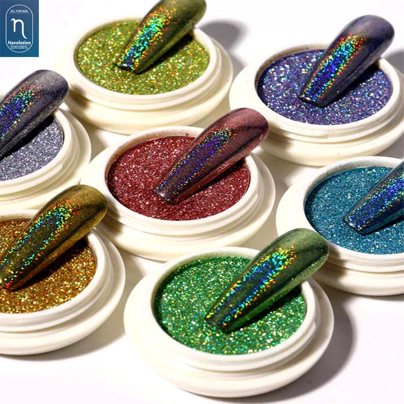 

6PCS/Set Ultra-bright Solid Laser Mirror Manicure Glitter Nail Powder Electroplating Titanium Metal Pigment Nail Art Decorations