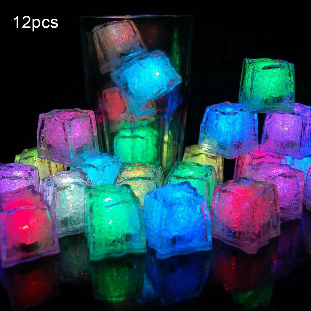 12pcs LED Ice Cubes Automatic Lighting Glowing Ice Cube Romantic Wedding Festival Christmas Bar Wine Glass Bar Water Cup Light images - 6