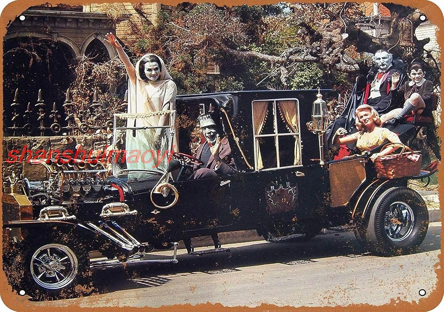 Металлическая вывеска 8 x 12 — комиксы Munsters Koach винтажная декоративная жестяная gg