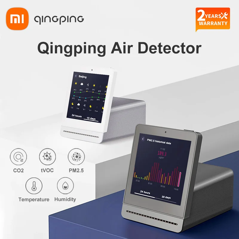 Xiaomi Qingping Air Detector Retina Touch IPS Screen CO2 PM2.5 Temperature Humidity Smoke Indoor Outdoor Monitor | Электроника