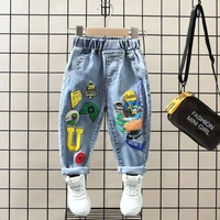 boys jeans pant spring and autumn boys printed jeans new childrens loose western style boys casual pants