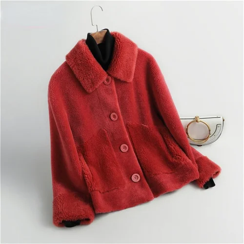 Short Real Wool Jackets Women Autumn Winter 2023 Elegant Sheep Shearling Coat Female Korean Style Casaco Feminino Gxy637