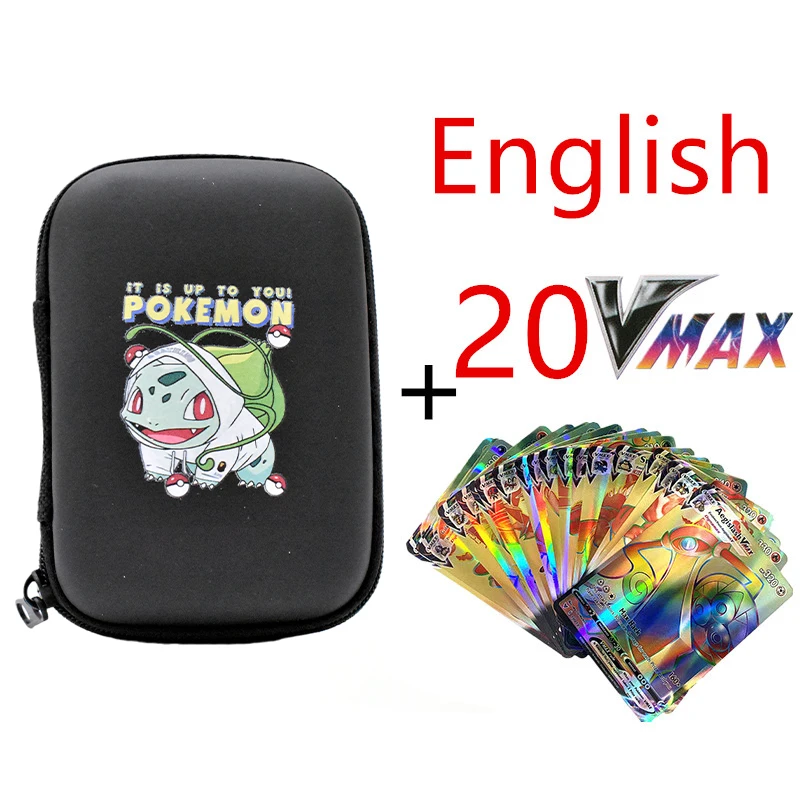 

English Version Vmax GX With 50 Capacity Pokemon Cards Holder Album Notebook Hard Case Card Holder for Pokemon GO Pikachu Board