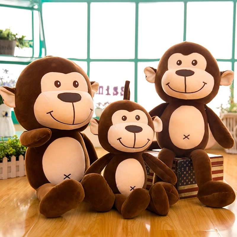 50-75CM Cute Large Hanging Hook and Loop Hand Monkey Plush Toys Stuffed Animal Knitted Boys Baby Doll Birthday Gift