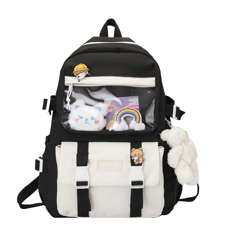 

Nylon Women Backpack Candy Color Waterproof School Bags for Teenagers Girls Patchwork Kawaii Backpacks Female Rucksack Mochila