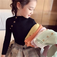 girls sweater spring and autumn childrens t shirt bottoming shirt new children and teens sweater solid color little blouse