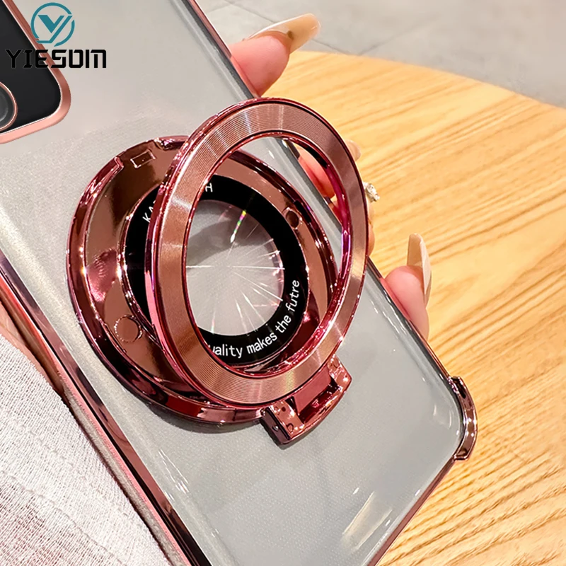 Прозрачный противоударный чехол с магнитной подставкой для телефона Samsung Galaxy A15