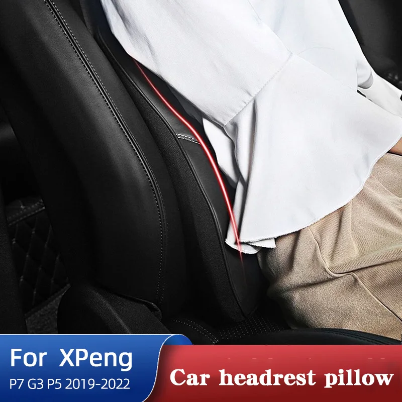 

Car Neck Headrest Pillow For XPeng P7 G3 P5 2019-2022 Leather Cushion Seat Head Support Protector Interior Accessories