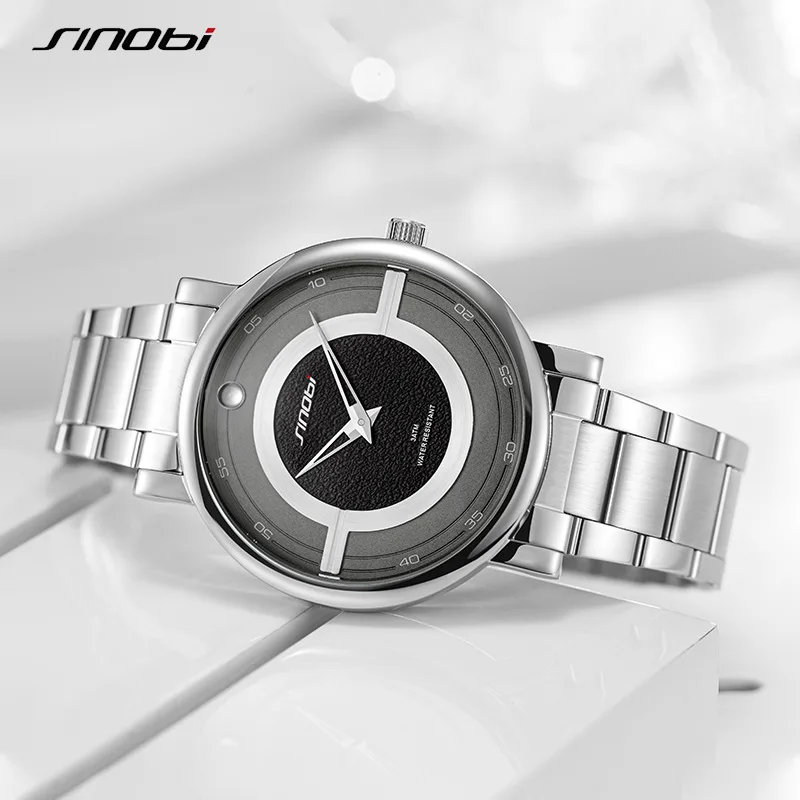 Sinobi men's watch business fashion creative steel band men's watch quartz watch waterproof watch