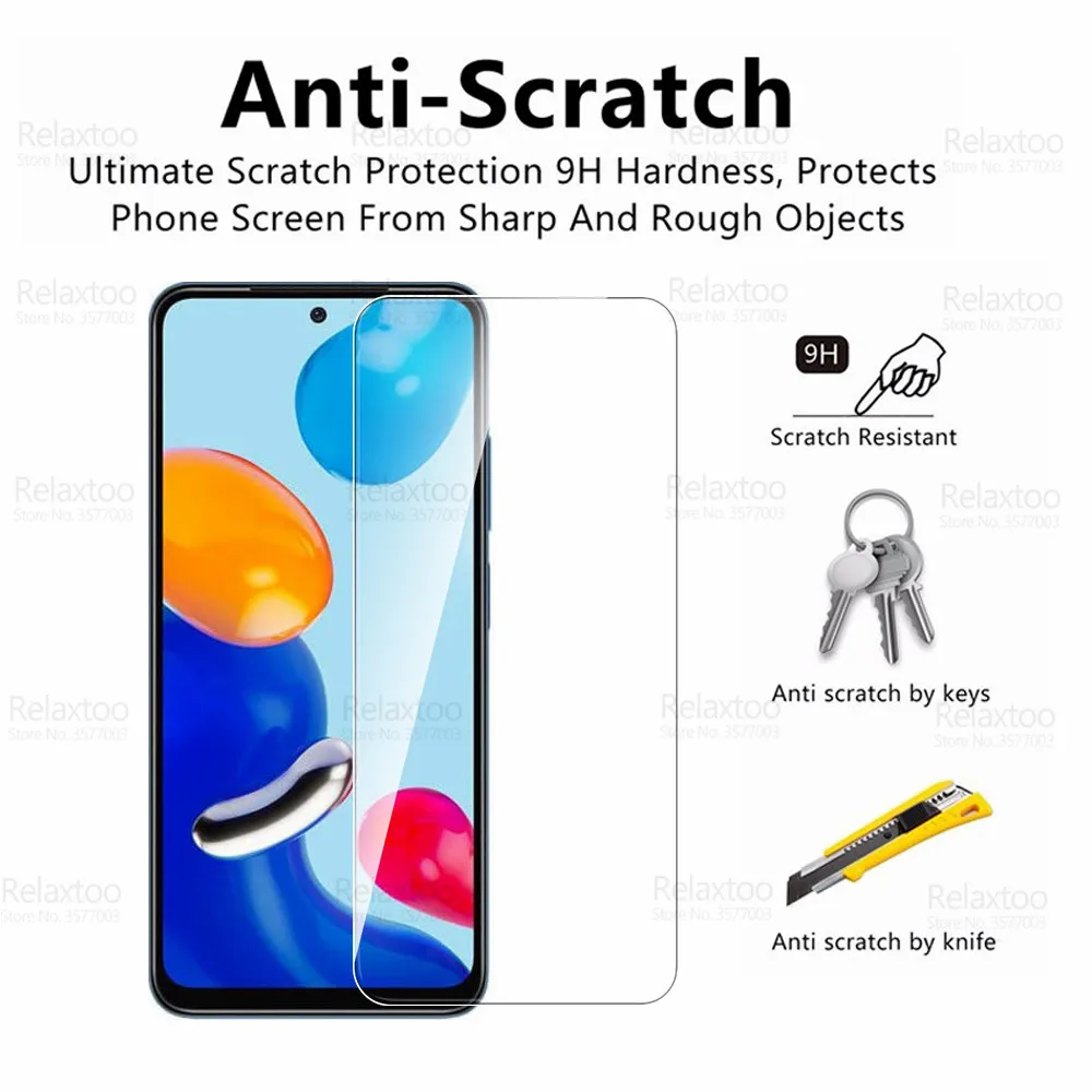 Чехол 3 в 1 из закаленного стекла для камеры Redm Note 11 прозрачный силиконовый мягкий
