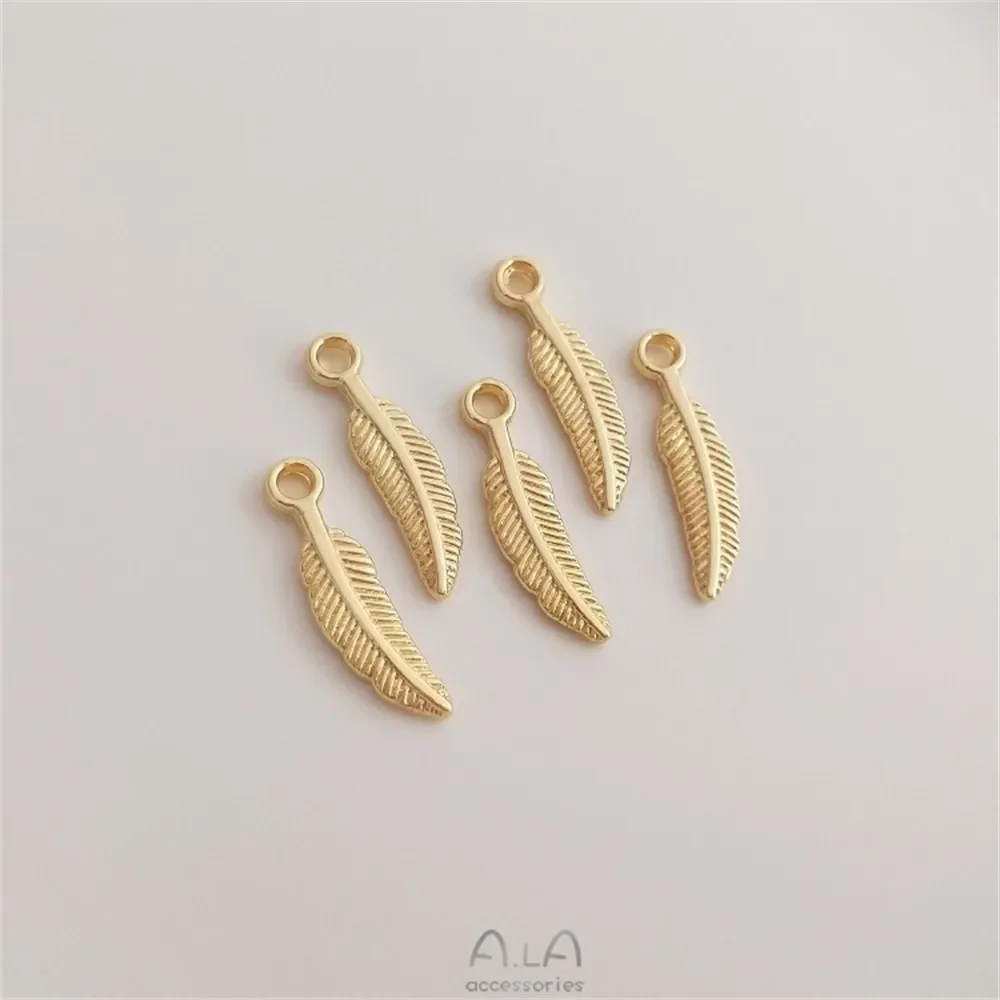 Подвеска в форме пера из 14-каратного золота подвеска ручной работы своими руками