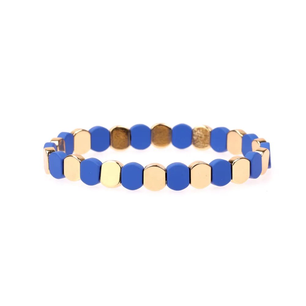 

Enamel Metal Beads Bracelet for Women Boho Candy Fashion Stretch Distance Women's Bracelets Charm Bangles Jewelry