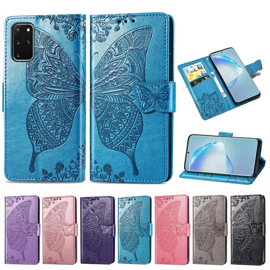 

Butterfly Embossed Flip Wallet Case Cover For Samsung S22 Ultra S21 S20 S10 S9 S8 S7 Edge S21FE S20FE For Galaxy Note 20 10 9 8