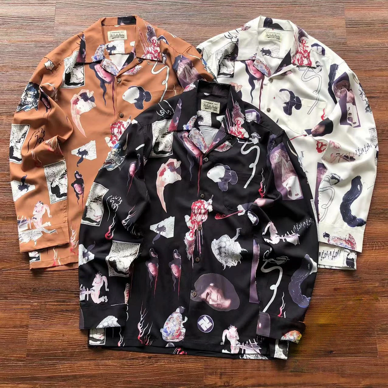 

Summer new WACKO MARIA Hawaiian Long Sleeved Shirt Men Women Best Quality Vintage Shirts