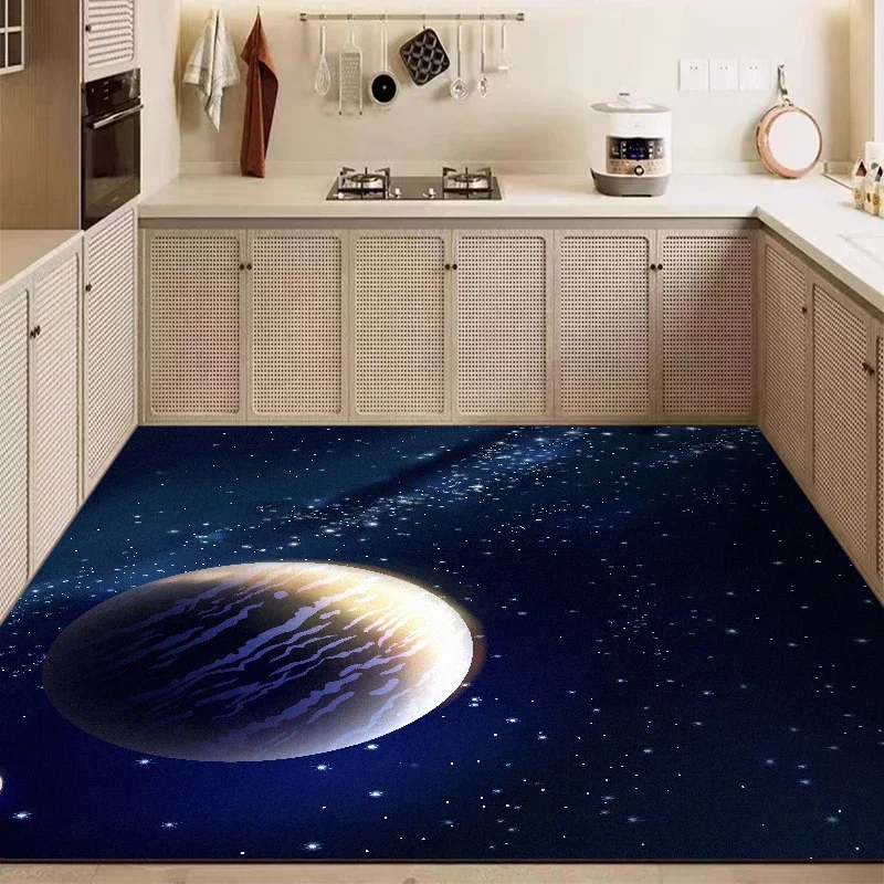 

Кухонный коврик из ПВХ, коврики для пола, Универсальная Солнечная система, коврики с узором Галактики, домашний декор, водонепроницаемый маслостойкий нескользящий коврик большого размера