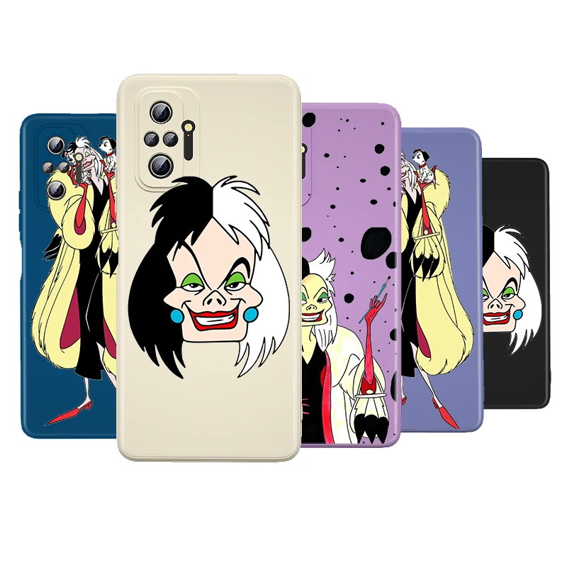 

Cruella De Vil Disney Liquid Silicone Soft Cover For Xiaomi Redmi Note 11 11T 11S 10 10S 9 9T 8T 9S 8 7 5 Pro Phone Case