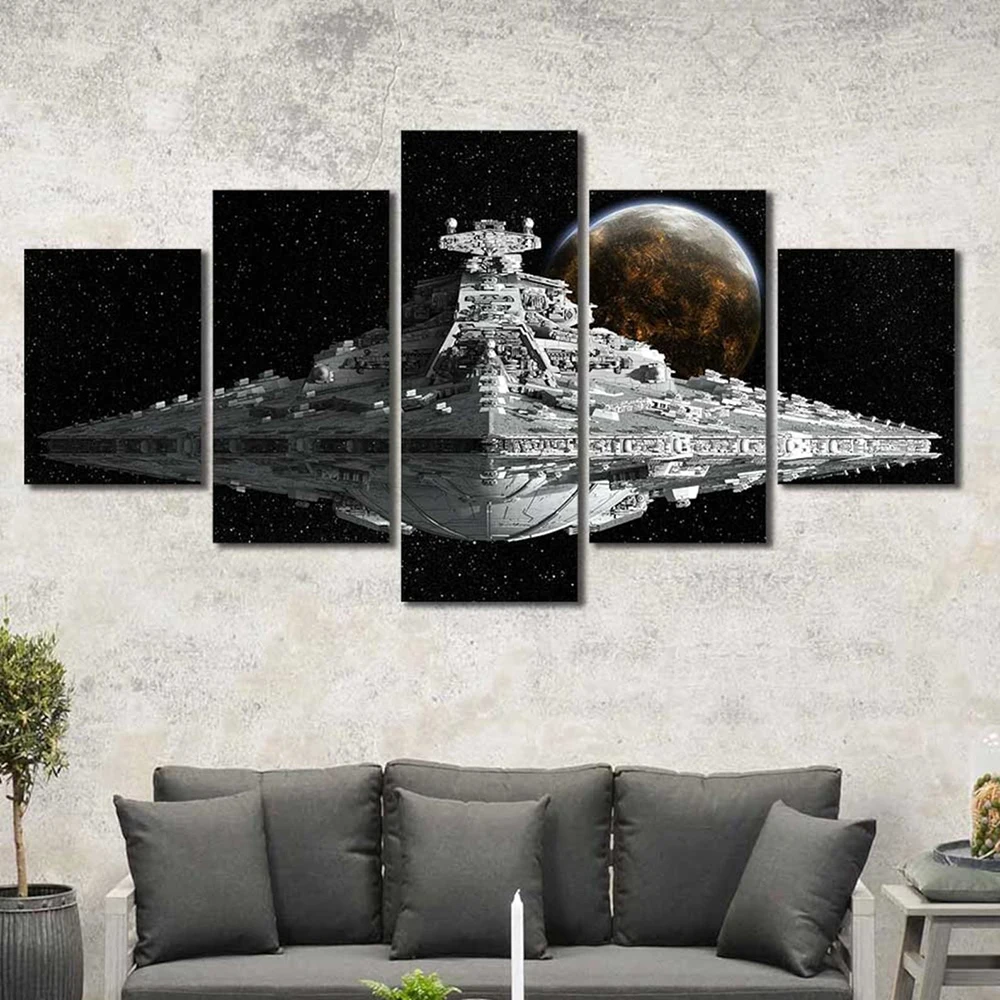 

Canvas Wall Art 5 Panel Capital Ship Imperial Star Destroyer Image Framed High Quality Movie Poster Home Decor Gift Dropshipping