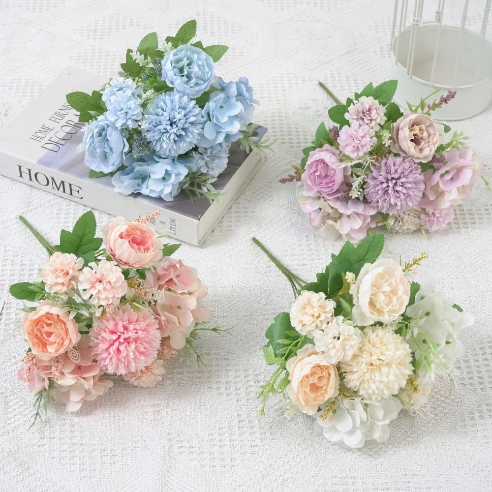 

Simulate Artificial Flowers 7-pronged Hand Tied Flowers Bouquets Colorful Tea Bud Peony Roses Elegant Wedding Home Decoration