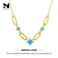 mc exquisite s925 sterling silver turquoise necklace for women simple matching ladies girls collarbone necklace chain jewelry
