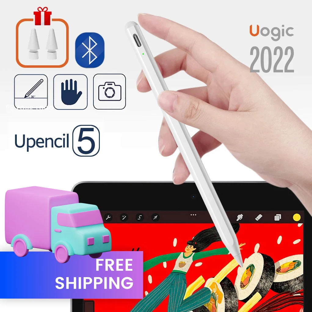 2022 Bluetooth Uogic Pencil Pen for iPad with Palm Rejection Stylus for iPad 9 8 7 10.2 iPad Pro 11/12.9  iPad Mini Air 3 4 10.9