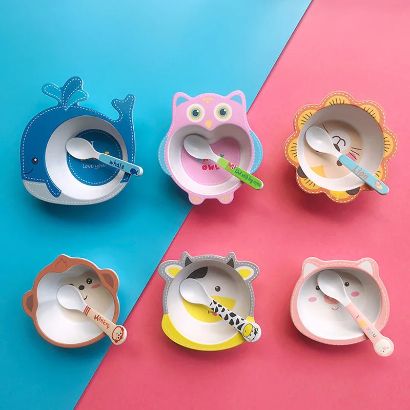 Детская посуда из бамбукового волокна с милыми рисунками набор ложек для