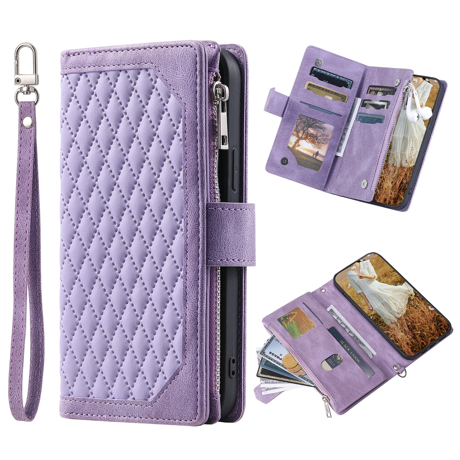 

Case for iPhone 14 Pro Max with Wallet Card Holder Pu Leather Protective Cover with Detachable Wirst Strap for iphone 14 Plus