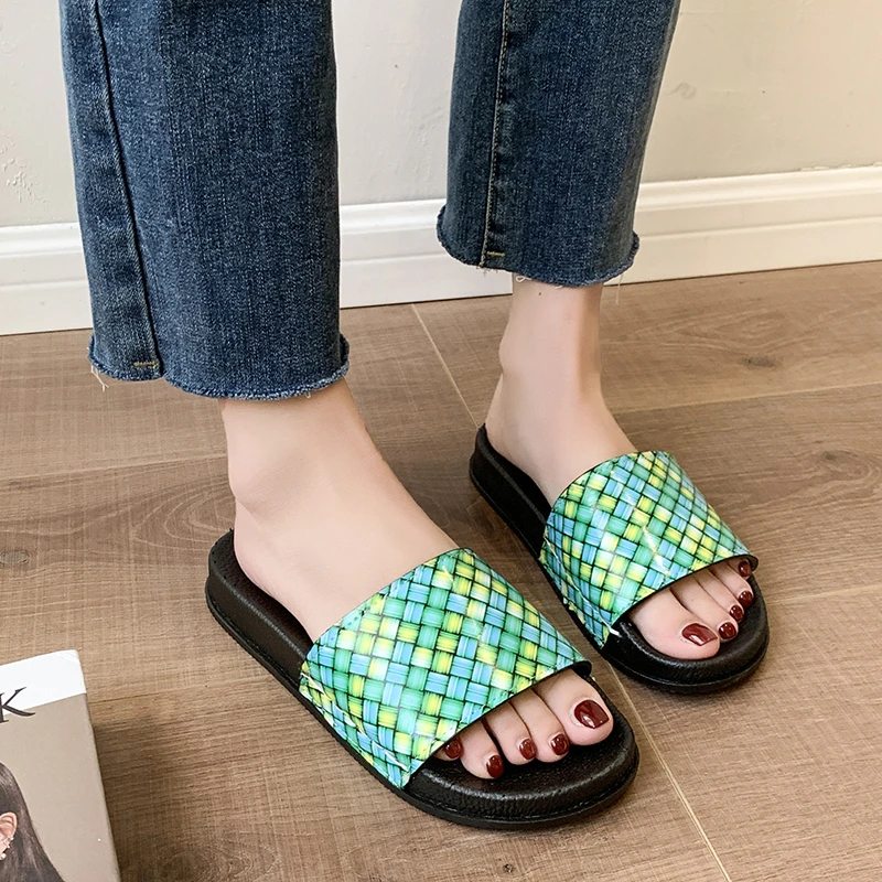 

Women Flats Slippers Casual Sandals 2022 New Summer Woman Shoes PU Leather Platform Flip Flops Designer Brand Dress Slides Mujer