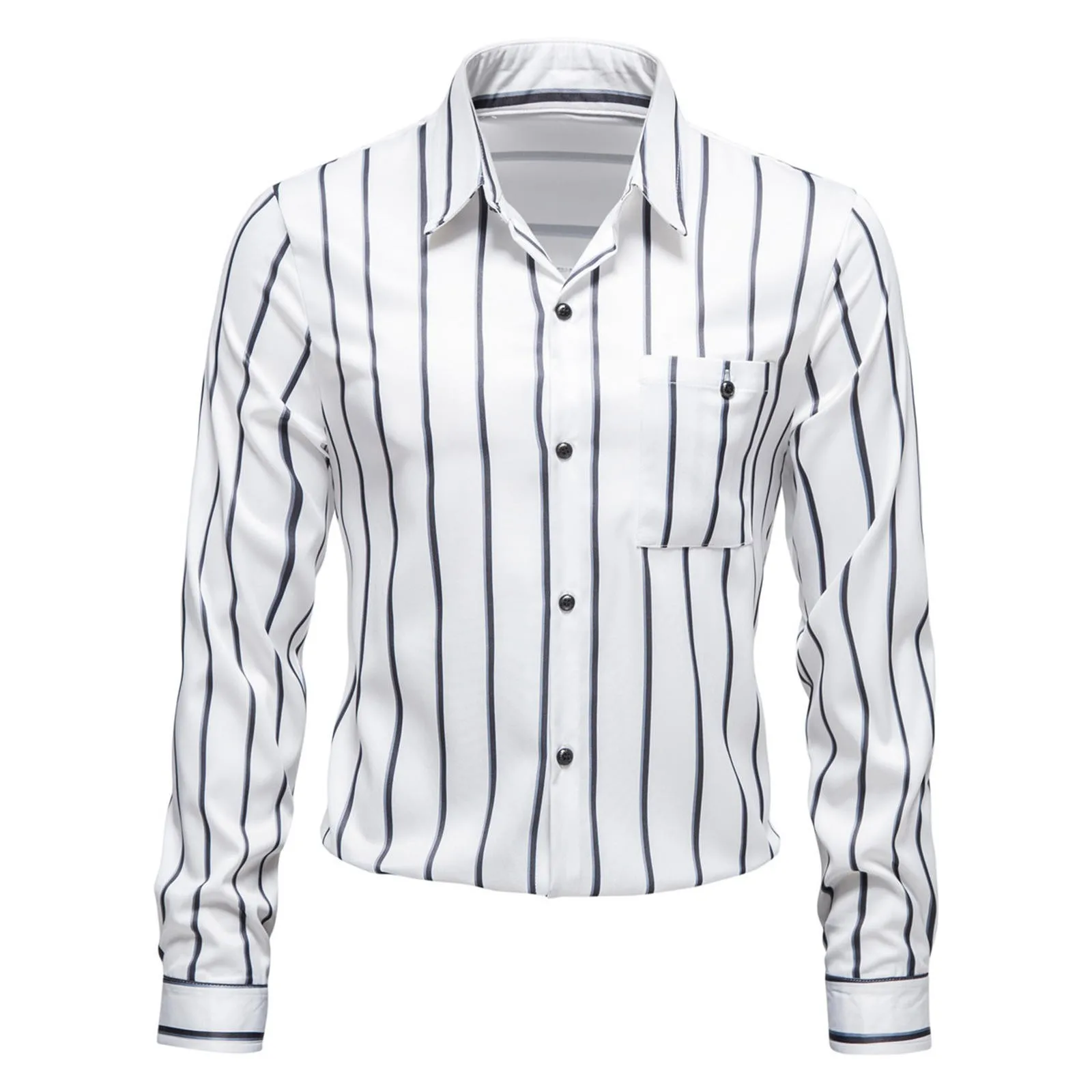 

Men's Fall Winter Loose Top Shirt Button Cotton Casual Loose Stripe Print Blouse Top Lapel Long Sleeve Fashion Summer Short