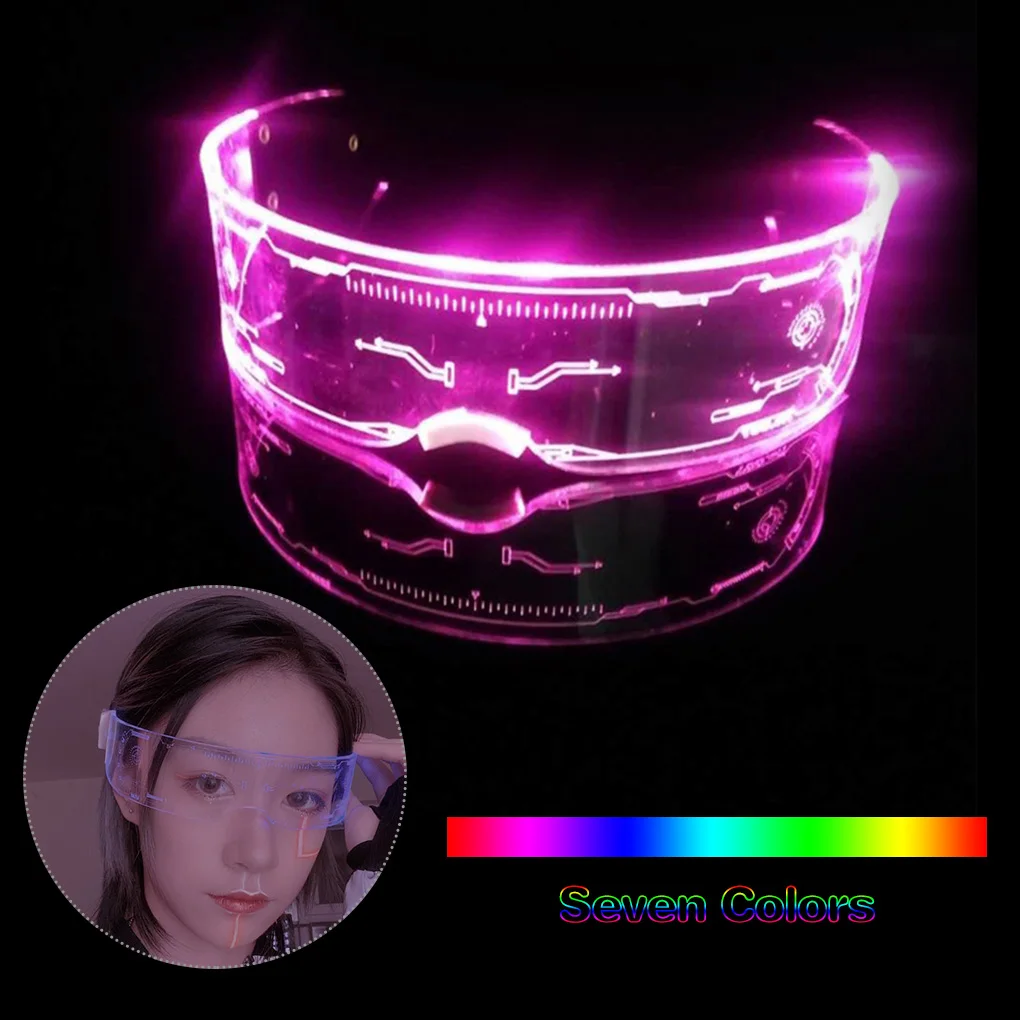 LED Colorful Luminous Glasses Adjustable Color Light Bar Goggles Eyeglasses for Halloween Christmas Dance Party