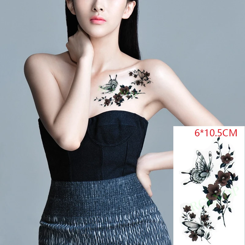 

Waterproof Temporary Tattoo Sticker Rose Flower Butterfly Sexy Body Art Flash Tattoo Fake Tattoo for Women Men