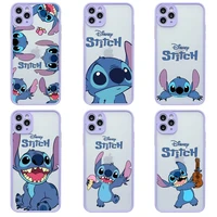 disney stitch the baby phone case for iphone 13 12 11 pro max mini xs 8 7 plus x se 2020 xr light purple matte transparent cover