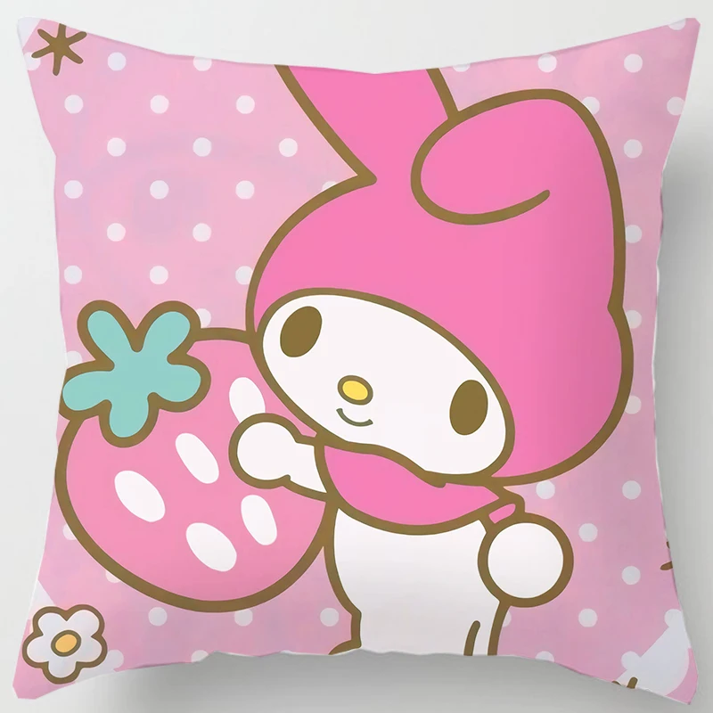 

45-45cm Japanese Anime Peach Skin Velvet Pillow Room Decor Kawaii Sanrio My Melody Bedroom Background Decoration Girl's Gift